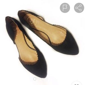 Jack Rogers Scalloped D’Orsay Suede Flats